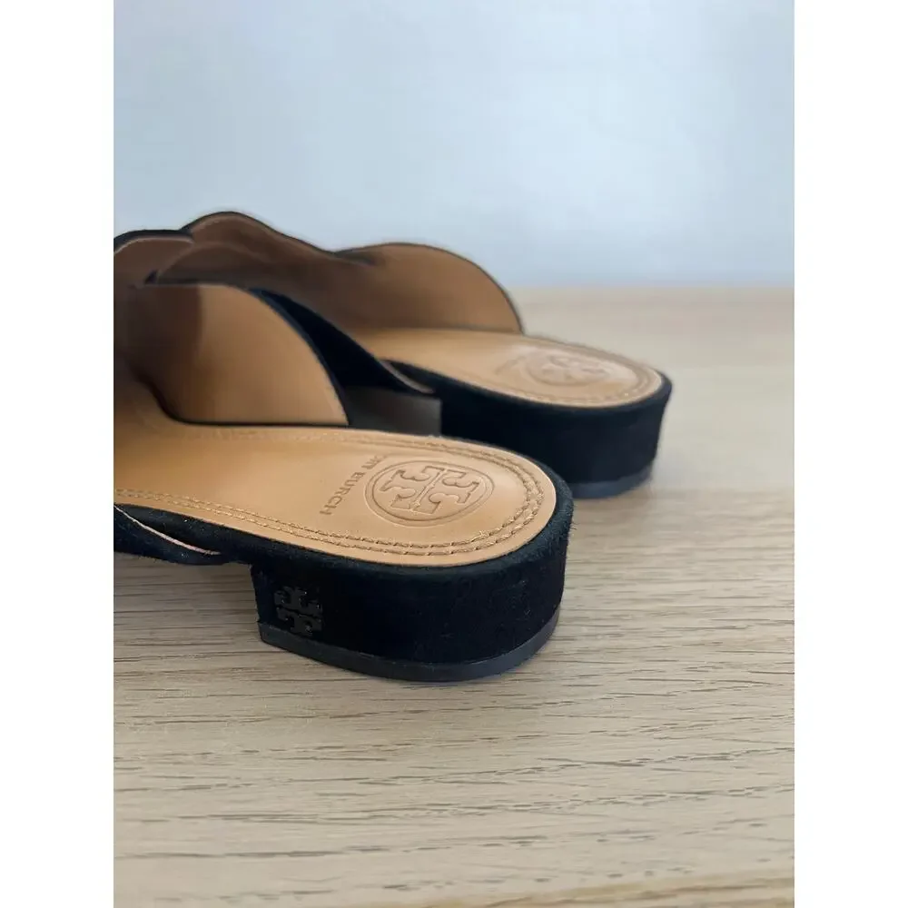 Tory Burch Rosalind Lancaster Suede Pointed Toe Mule Black Size 7